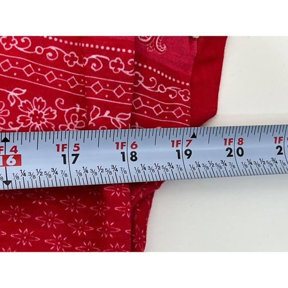 KIM ROGERS Red Petite Short Sleeve Blouse White Print Top Womens Size PM - Picture 7 of 7